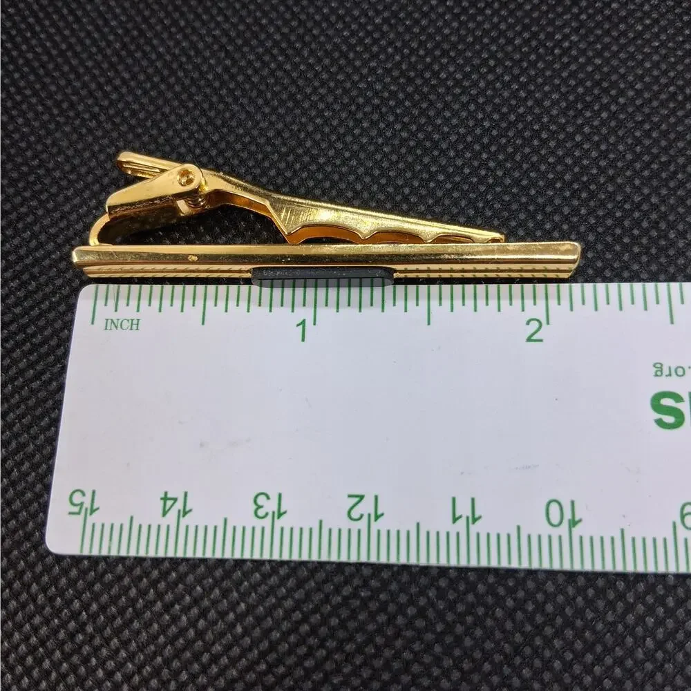 Vintage Gold Tone Tie Clip Clasp with Black Onyx Accent